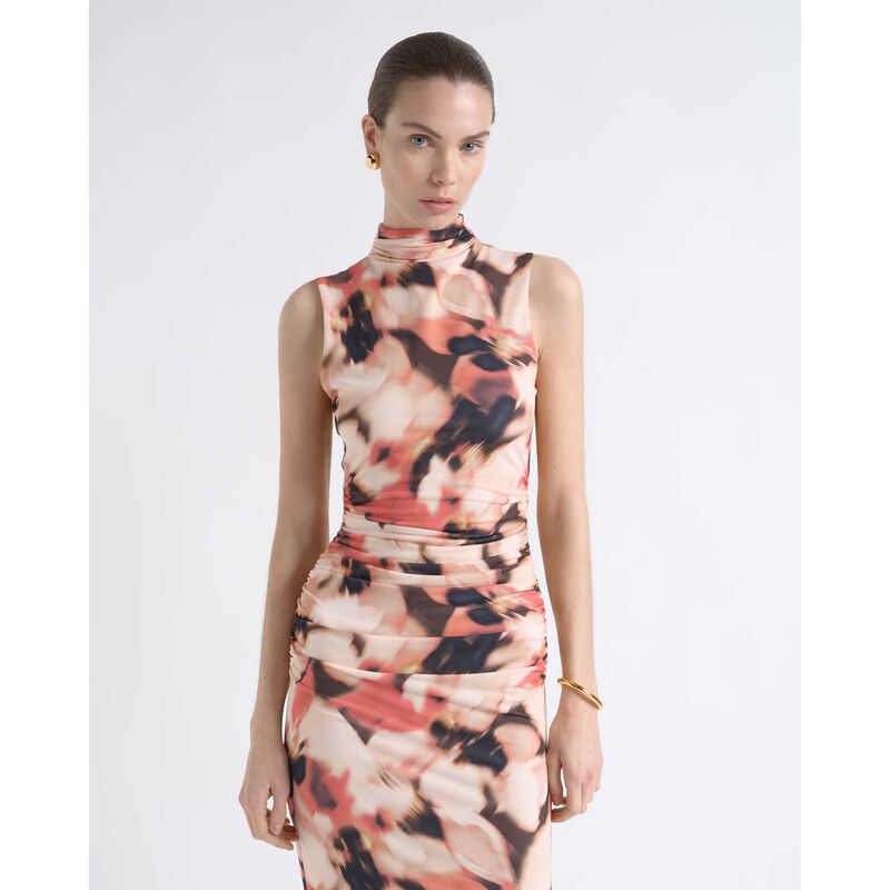 Cue Romantic Floral Ruched Midi Dress image number 3